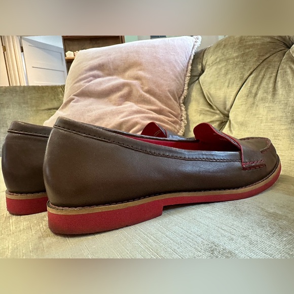 Cole Haan women’s penny loafers preppy brown leather red stitch sz 10 Nike sole - Picture 6 of 14